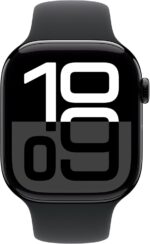 ⁦ساعة ابل ووتش الذكية سلسلة 10 بنظام تحديد المواقع GPS 46 ملم مع هيكل ألومنيوم أسود وحلقة سوداء رياضية،⁩ - الصورة ⁦2⁩