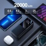 ⁦شاحن باور بانك JR-QP192 20000 ميلي امبير في الساعة 22.5 وات للشحن السريع مع شاشة LCD من جوي روم - أسود⁩ - الصورة ⁦4⁩